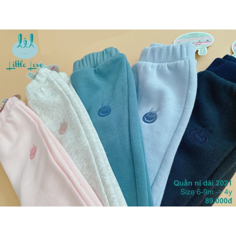 Lillte Love - Quần nỉ bo gấu cho bé trai bé gái từ 3 tháng đến 4 tuổi