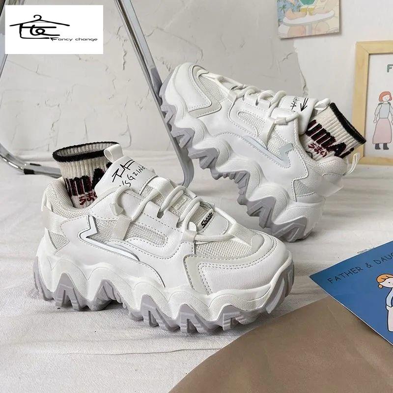 Giày Thể Thao Đế Dày Tăng Chiều Cao Màu Trắng Thời Trang Xuân Hè