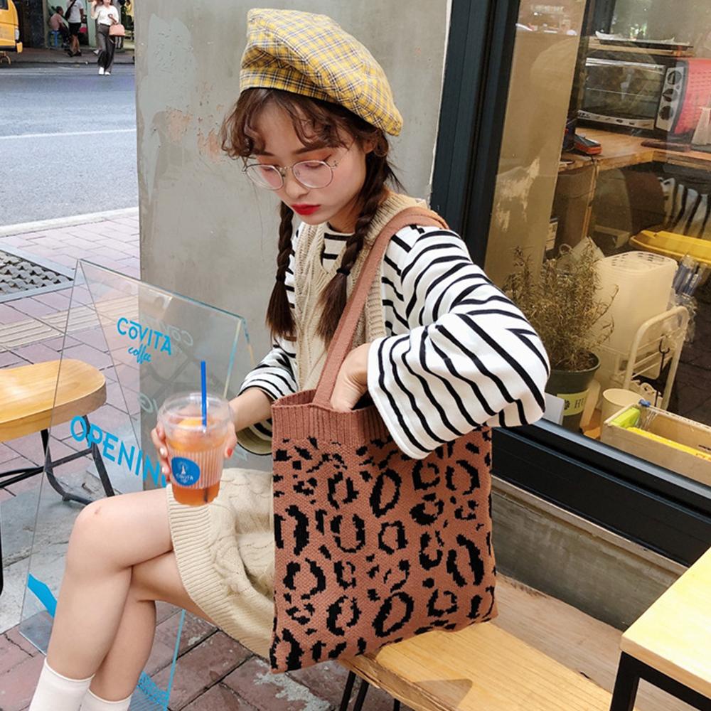 Túi Xách Cotton Dệt Kim Phong Cách Hàn Quốc Dễ Thương Cho Nữ