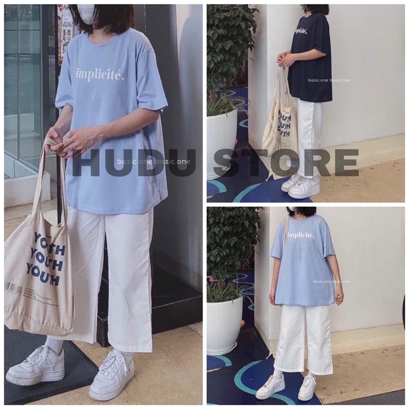 Sét Bộ Áo Thun Tay Lỡ Quần Kaki Ống Xuông