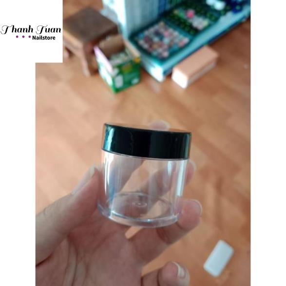 Hũ nhựa trong suốt nắp đen đựng bột làm nail - 10g, 30g, 50g   - Phụ kiện đồ nail
