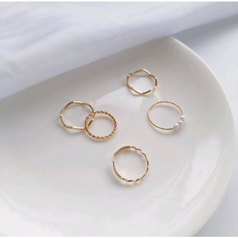 Set 5 Nhẫn Đơn Giản Phong Cách Hàn Quốc