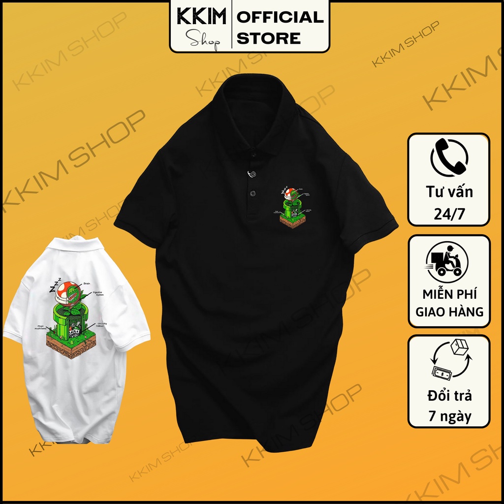 Áo Polo Full Size Nam Nữ, chất Thun Cá Sấu Poly Thái, Áo thun có cổ trắng đen, cổ trụ Unisex KKim Shop