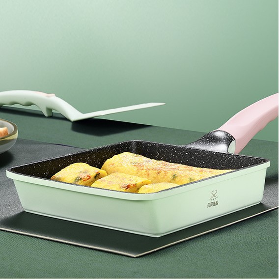 Chảo Đá Hoa Cương Chống Dính Cao Cấp 14cm, 18cm Chảo Chế Biến Đồ Ăn Dặm Cho Bé, Chiên Trứng Ốp La - Xanh Pastel