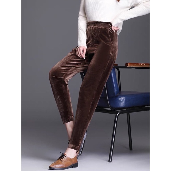 (HOT) Quần Nhung Nữ Mẫu Mới Hai Màu Đẹp Chất Ngất-mã Nhung Tăm