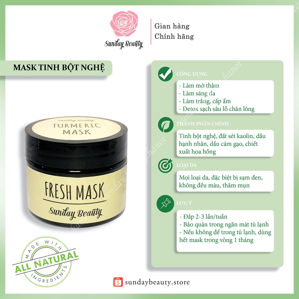 Mặt nạ tinh nghệ giảm thâm mụn làm cấp ẩm dưỡng trắng da Fresh Mask thiên nhiên Sunday Beauty