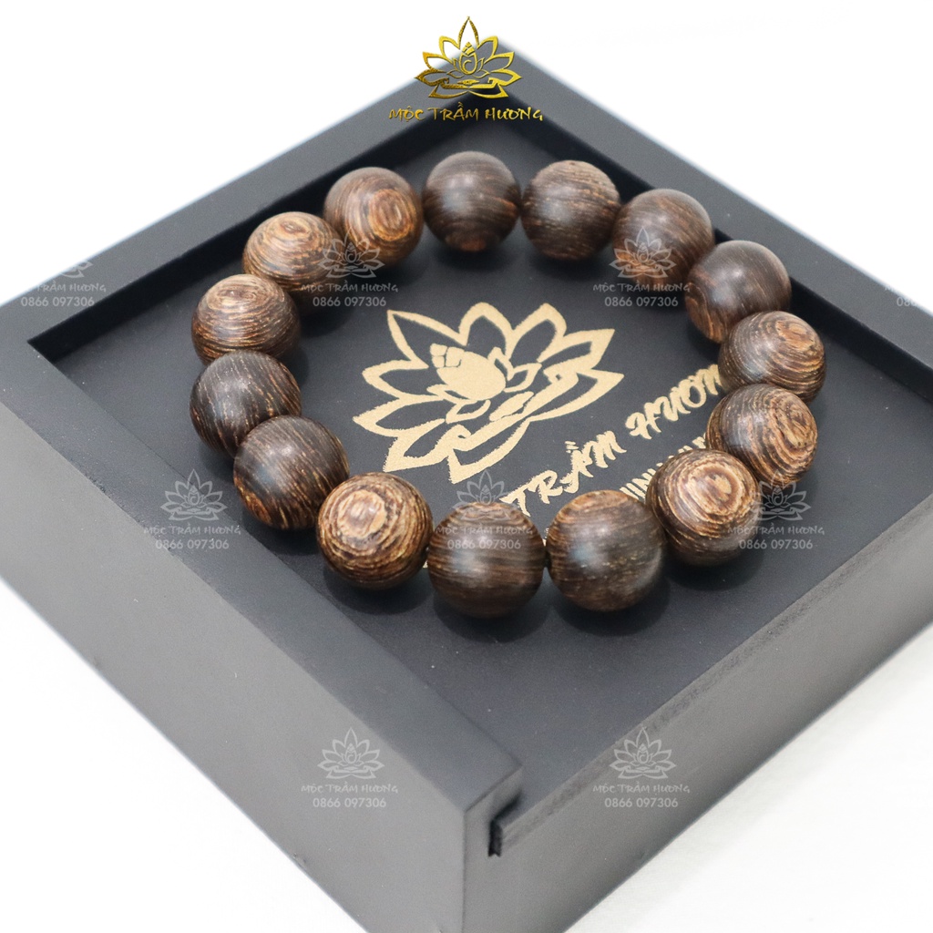 Vòng Tay Trầm Hương MTH JEWELRY Tròn Đơn 14mm Size Nam Trầm Sánh Chìm Việt - Trầm Tự Nhiên - Mùi Dịu Nhẹ
