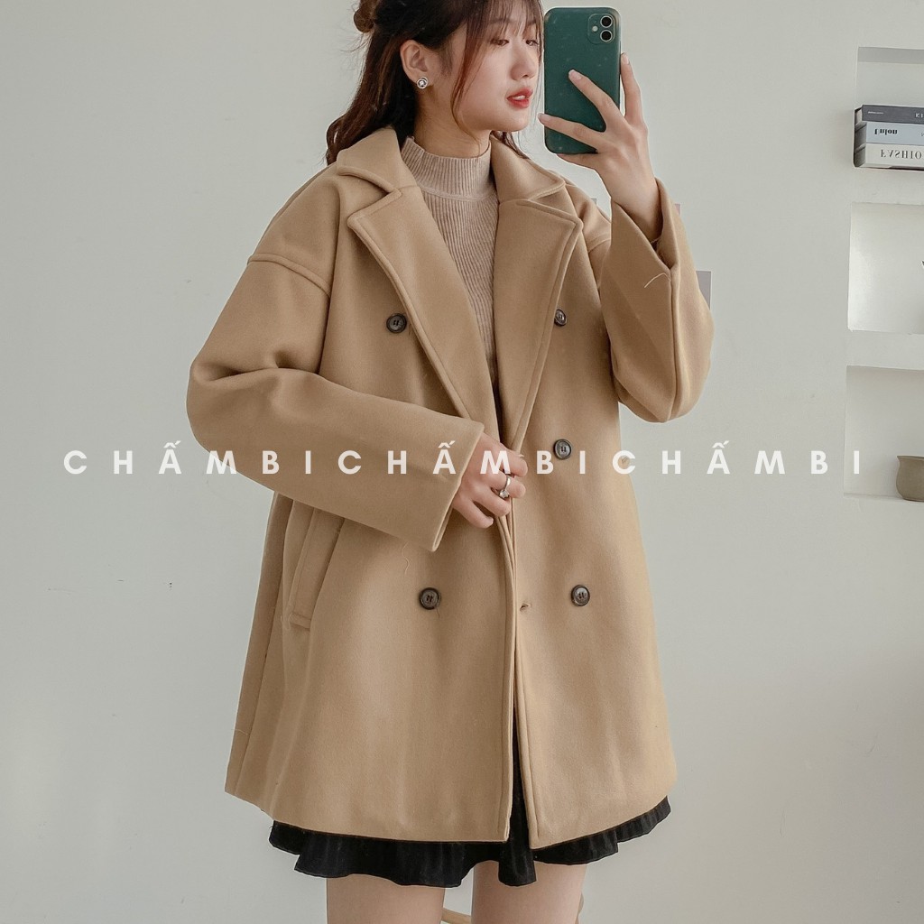 [SALE XẢ TẾT] Áo Khoác Dạ Nữ Dáng Dài Form Rộng 2 Màu Kem, Nâu - A.105
