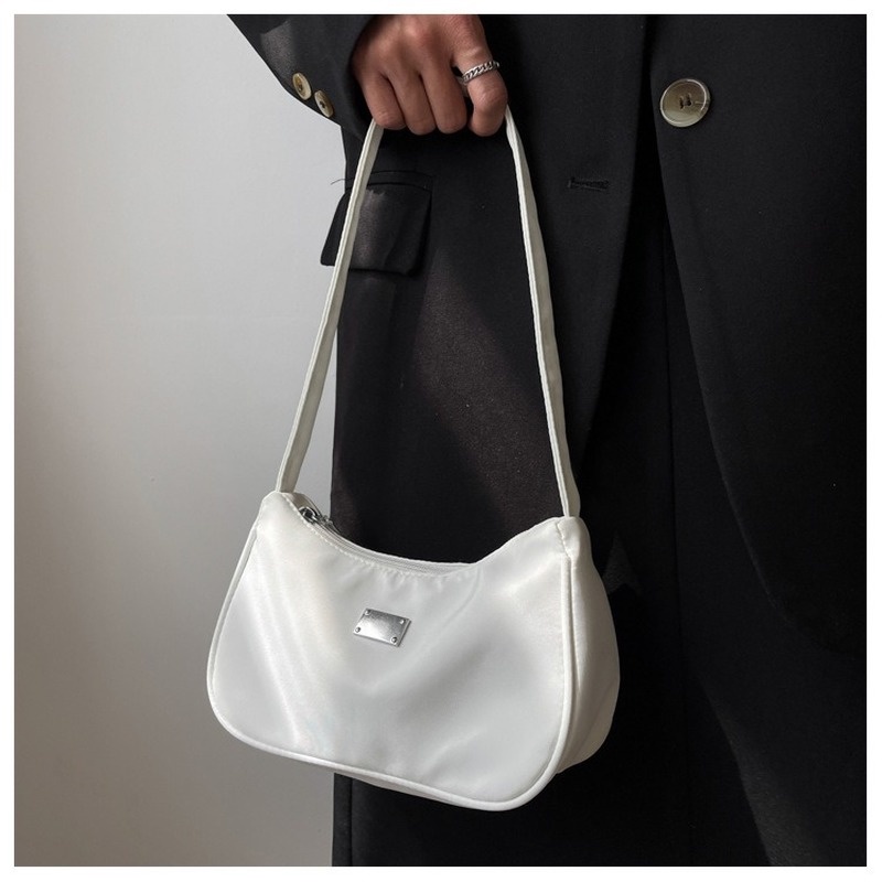 Túi xách tay mới túi đeo vai vải canvas đơn giản bề mặt mềm màu đồng nhất