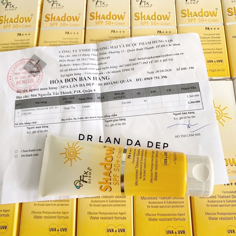 ✅(Chính Hãng) Kem chống nắng Fixderma Shadow SPF 50+  Cream, SPF 30+ Gel