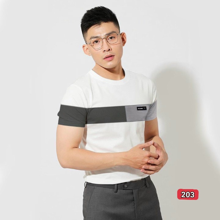 Áo thun nam tay ngắn cổ tròn phối màu