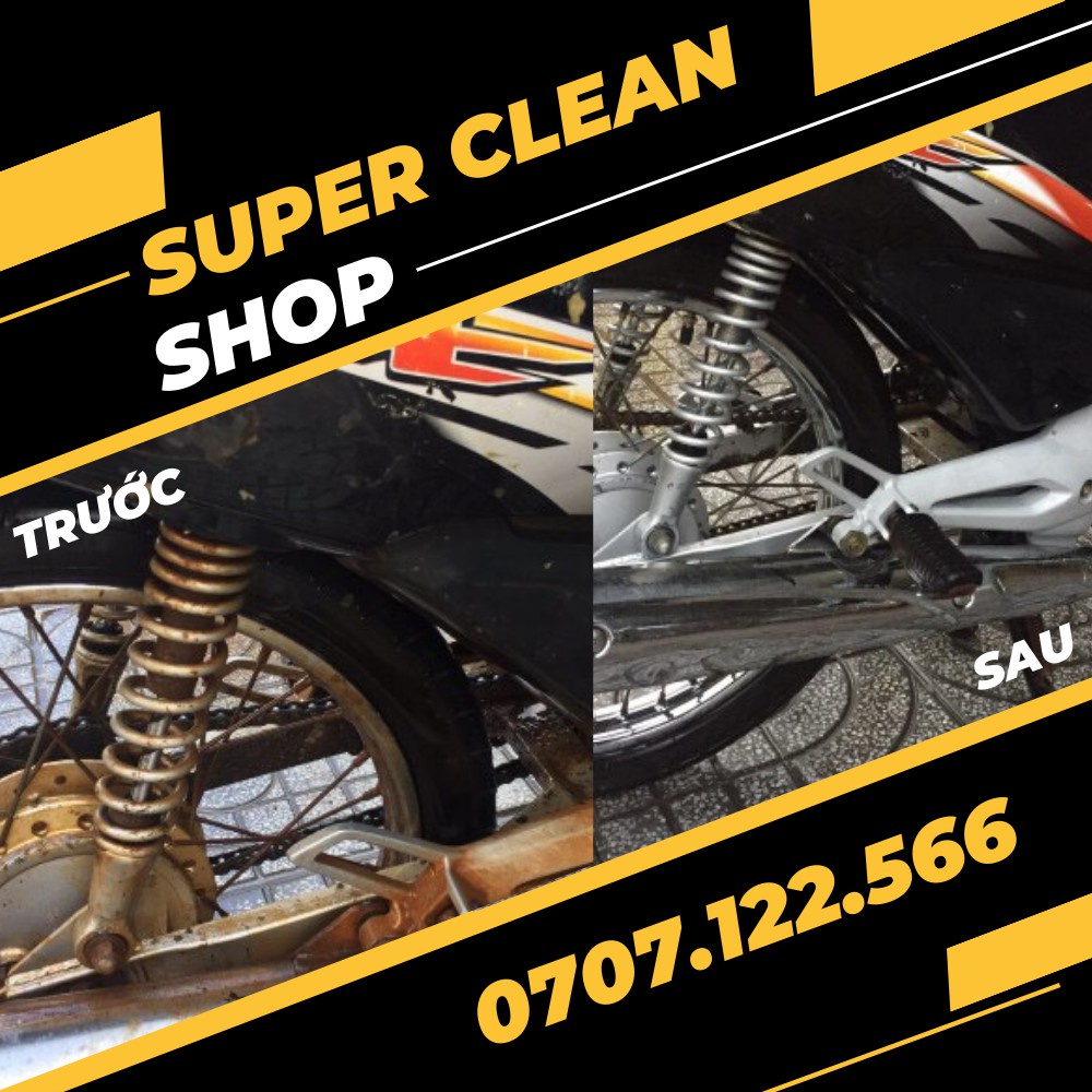 DUNG DỊCH TẨY RỬA ĐẦU BÒ LỐC MÁY XE MÁY SIÊU SẠCH SUPER CLEAN