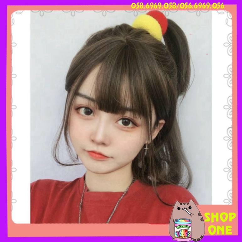 [Sẵn] Wig teen/lolita/cosplay M31 đen nâu M32 nâu (tóc giả nguyên đầu cúp vic ngang vai cute) tại MIU SHOP 01