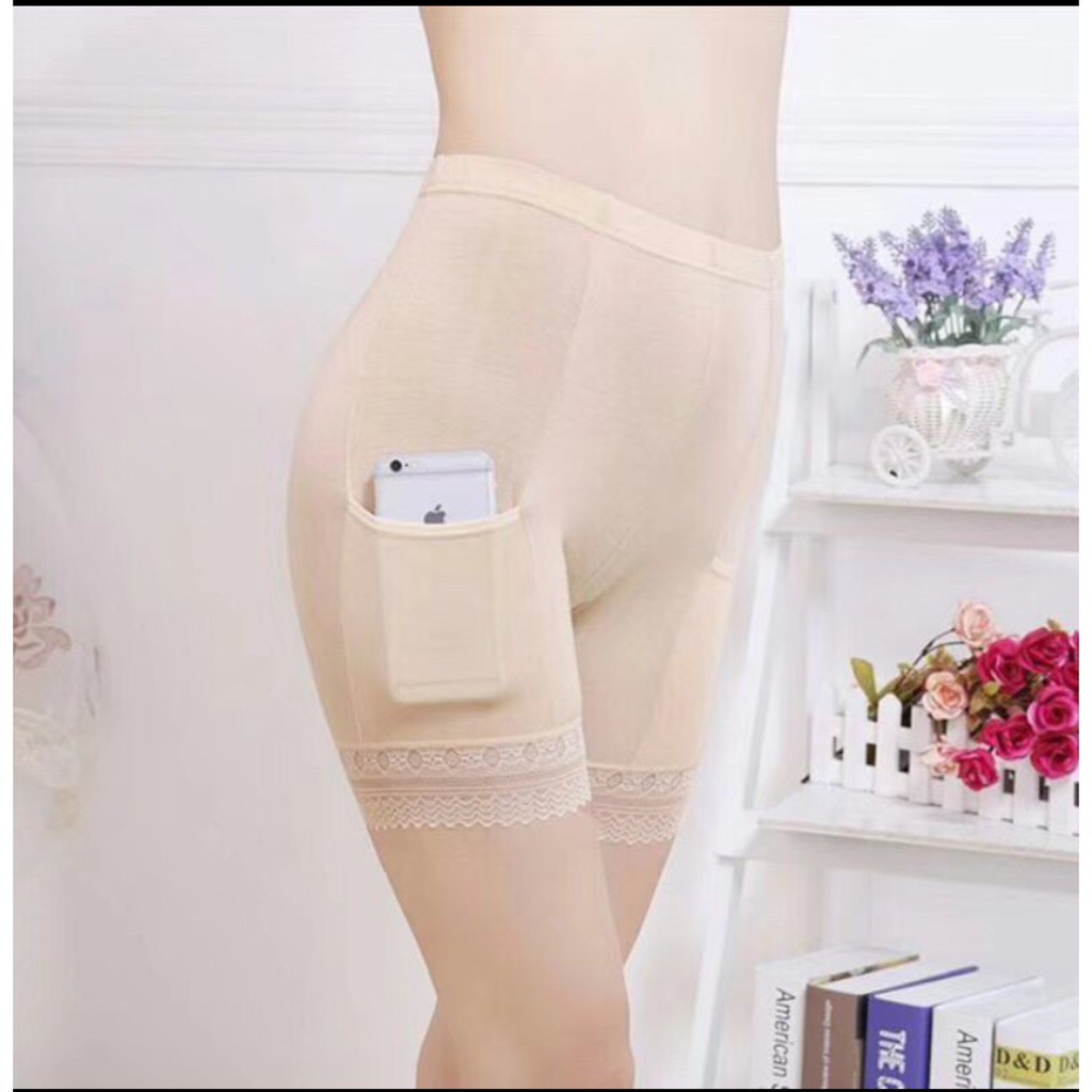 Quần bảo hộ quần mặc trong váy thun dẻo có túi đẹp SILKCHIP
