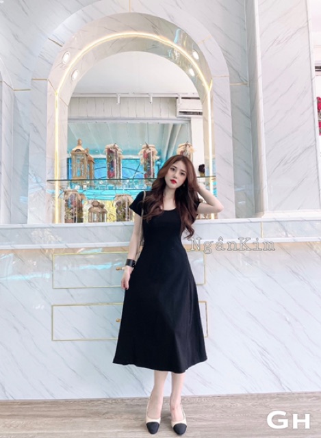 VÁY THUN , VÁY COTTON XOÈ CỔ VUÔNG CHẤT ĐẸP MS17366