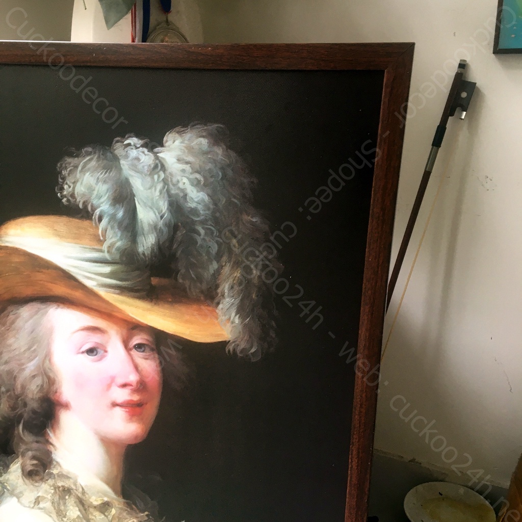 Kt 50x70cm Tranh chân dung giả sơn dầu phong cách thời Phục Hưng, tranh in vải canvas