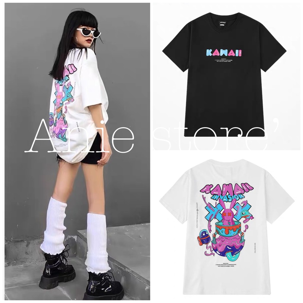 [Mã 151FASHIONSALE1 giảm 10K đơn 50K] Áo Phông Unisex Kaman Thỏ Hồng 🦋 Áo Thun Tay Lỡ Dáng Rộng In Hình 2 Màu