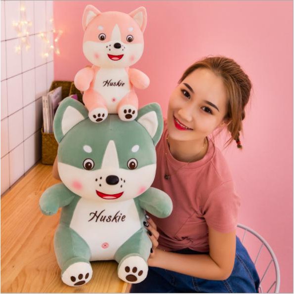 Thú Bông Chó Con Hukies Mặt Mụn Size 25cm (3 Màu) - Diabrand