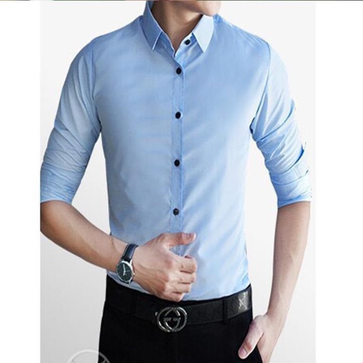 ÁO SƠ MI NAM TAY DÀI MÀU XANH BIỂN, SIZE M-6XL TỪ 40-90KG