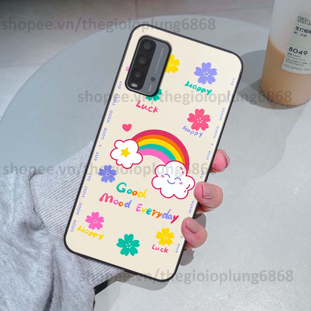 Ốp Xiaomi Redmi 9T in hình cầu vồng happy smile thỏ cute siêu xinh siêu đáng yêu