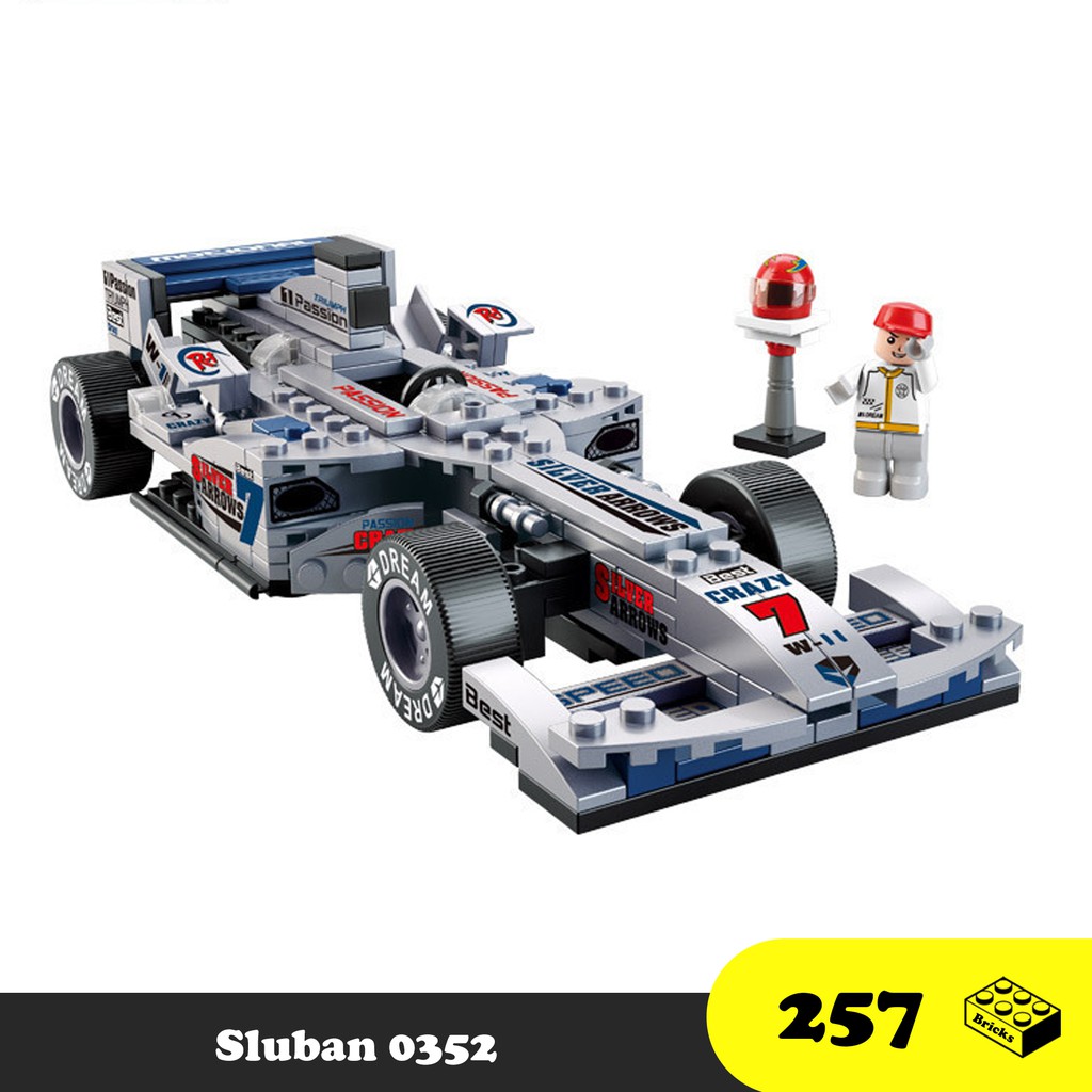 Đồ chơi lắp ráp Xe đua màu xám công thức F1 – Sluban 0352 Racing Car F1 – 257 mảnh ghép
