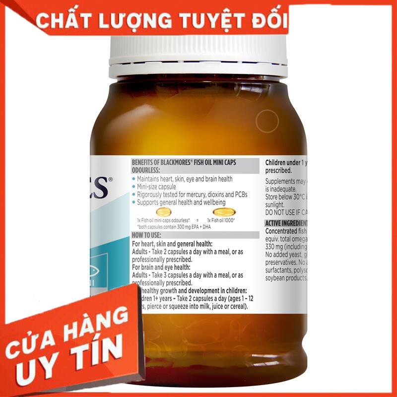 [HÀNG CHÍNH HÃNG] Dầu cá không mùi Blackmores Odourless Fish Oil 400 Viên Mini Capsules