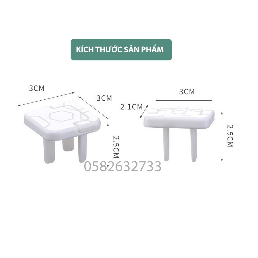 Bịt ổ điện 2 chân, 3 chân nhựa ABS cao cấp có chốt chống giật an toàn cho bé