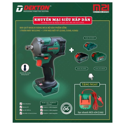 Máy siết bulong DEKTON 380nm M21-iw380CP Dekton gõ búa âm động cơ không chổi