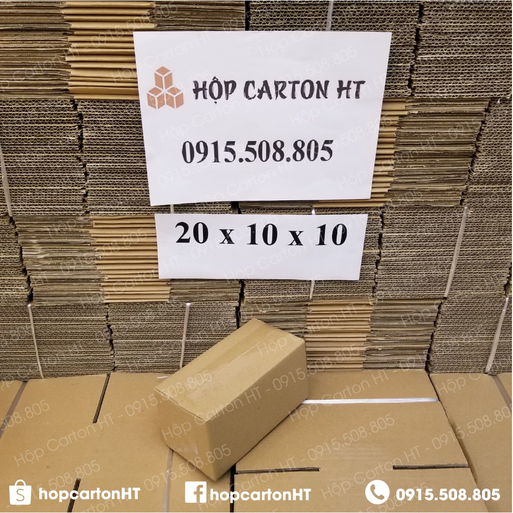 Hộp carton đóng hàng 20x10x10 đựng giày dép, phụ kiện đồ gia dụng giá rẻ - Hộp Carton HT