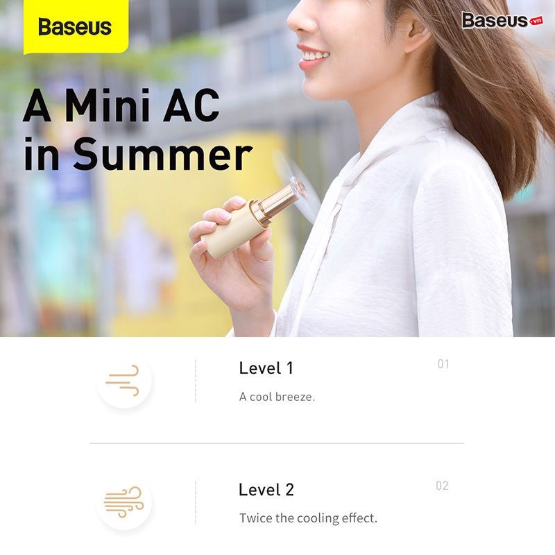 Quạt cầm tay mini Baseus Square Tube Mini Handheld Fan
