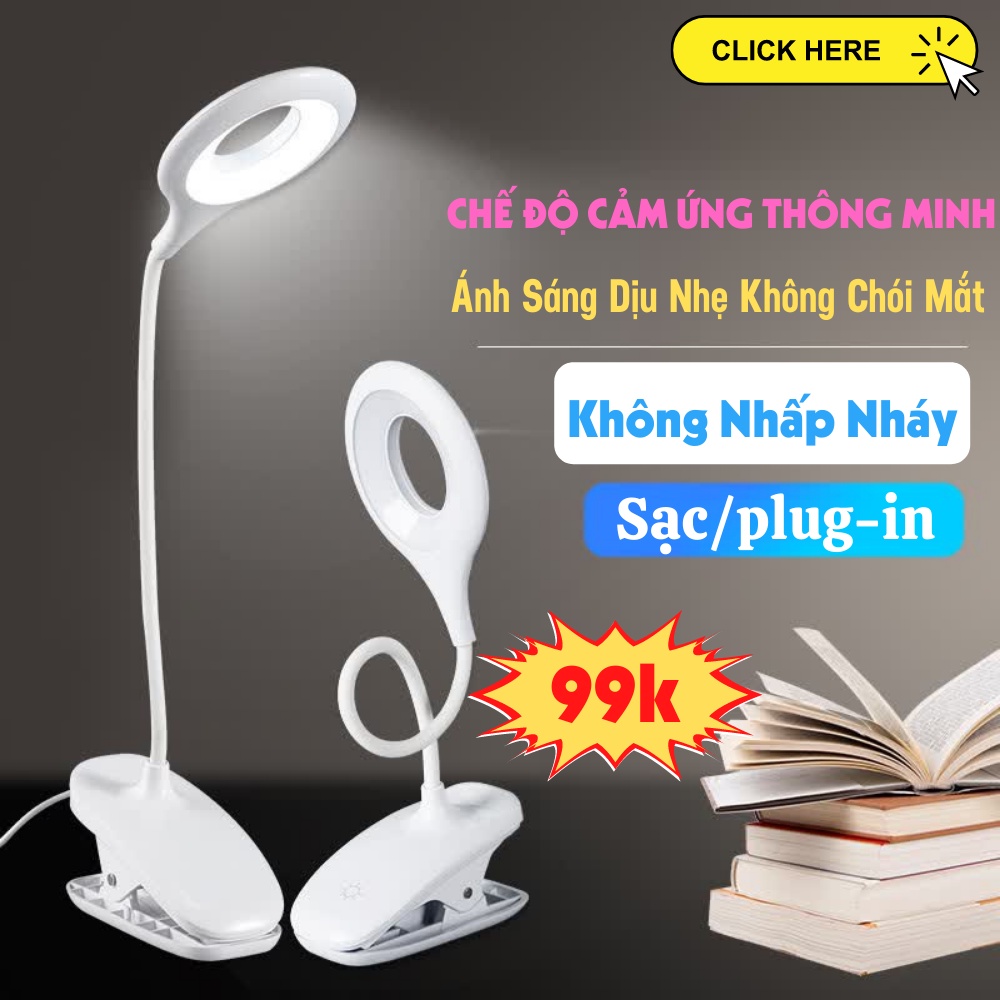 Đèn Bàn, Đèn Kẹp Bàn Học Chống Cận, Đọc Sách Tích Điện, 3 Chế Độ Màu Ánh Sáng Tiện Lợi ATILA SHOP