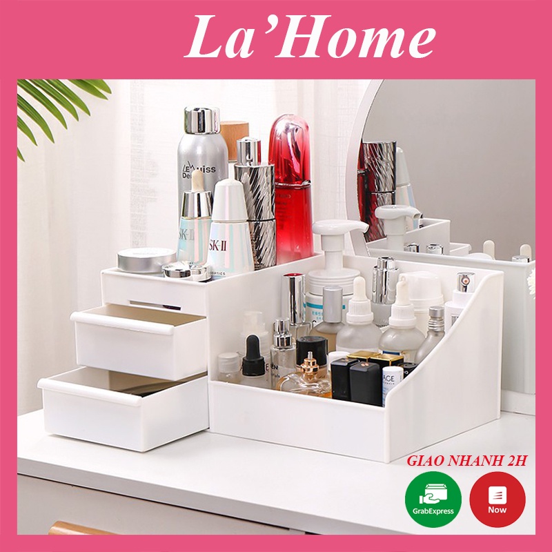 Hộp đựng mỹ phẩm La'Home, Kệ đựng mỹ phẩm 3 tầng nhiều ngăn đựng mỹ phẩm tiện ích