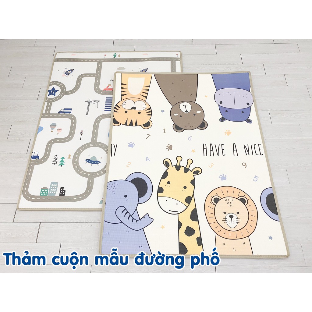 Thảm cuộn trải sàn cho bé 2 mặt, thảm XPE Umoo loại dày cao cấp an toàn cho bé