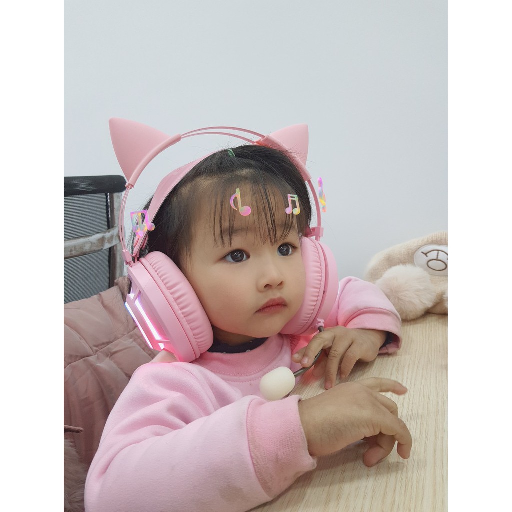 Tai nghe Dareu EH469 Pink Cat / Black 7.1 Surround LED RGB