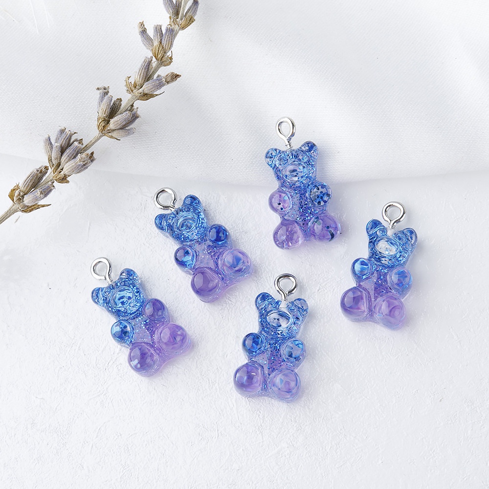 Mặt Dây Chuyền Hình Gấu Hoạt Hình Bằng Nhựa Resin Màu Kẹo Diy