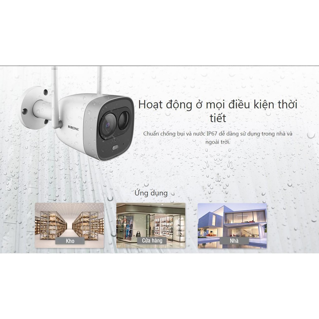 [Mã ELMS4 giảm 7% đơn 500K] Camera IP KBONE KN-2003WN.PIR hồng ngoại ngoài trời 2.0MP