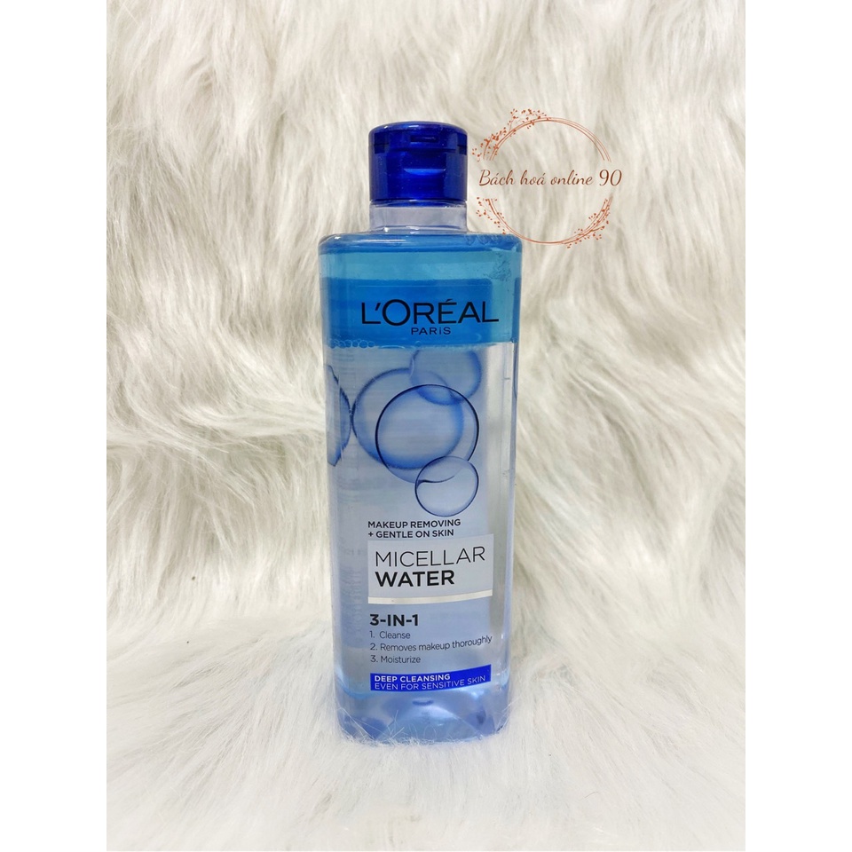 Nước Tẩy Trang Loreal 400ml- L'Oreal 3 In 1 Micellar làm sạch sâu an toàn cho da dầu mụn nhạy cảm