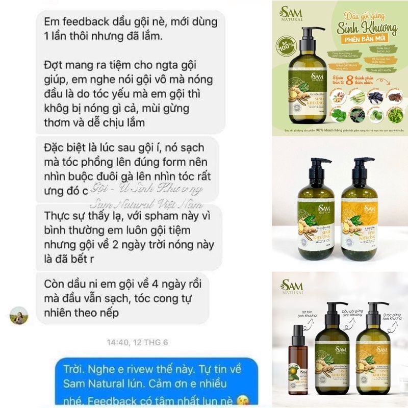 [Chính hãng] Kem Ủ Tóc Sinh Khương Sam Natural Phục Hồi Tóc Hư Tổn 500ML