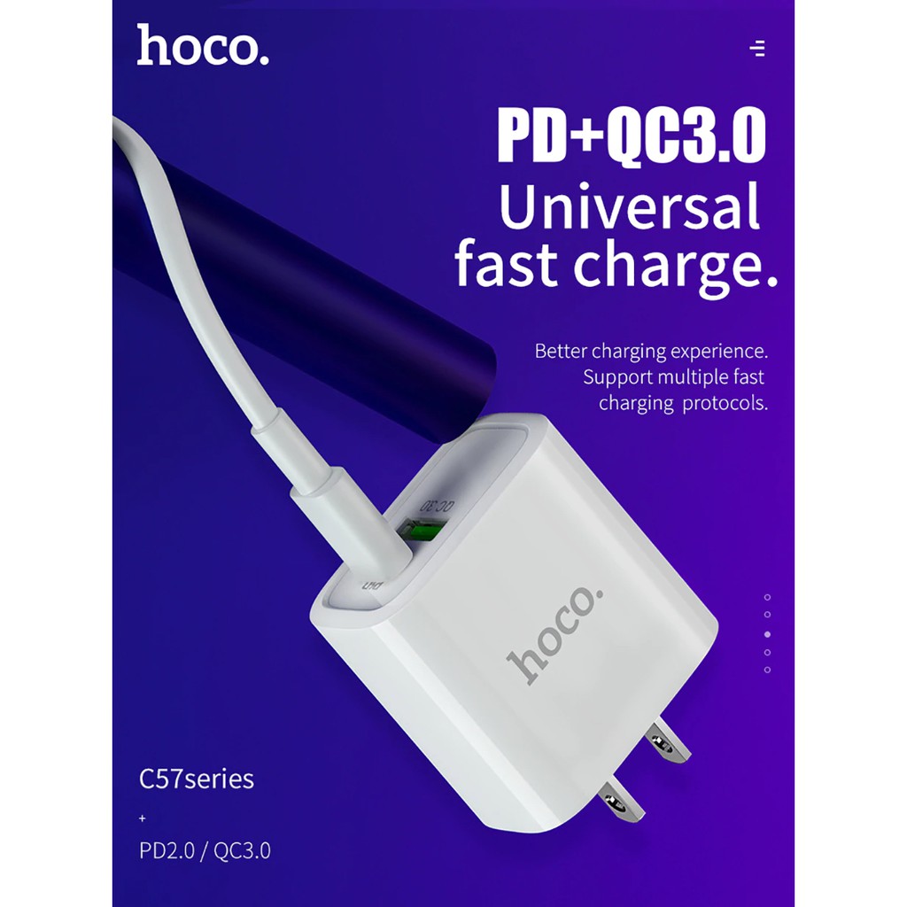 Củ Sạc HOCO C80/C80A sạc nhanh PD20W QC3.0/2.0 Sạc cho Smart phone - Table