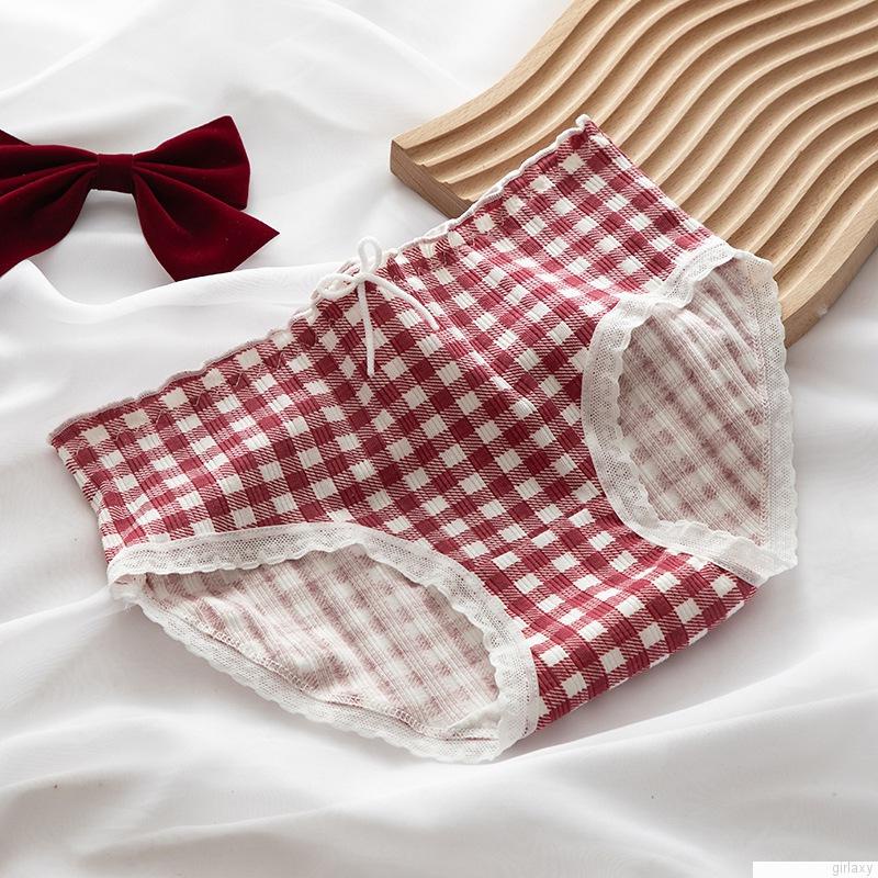 Quần lót cotton mềm mại thoáng khí phối bèo đính nơ ngọt ngào nữ tính phong cách Hàn Quốc cho nữ