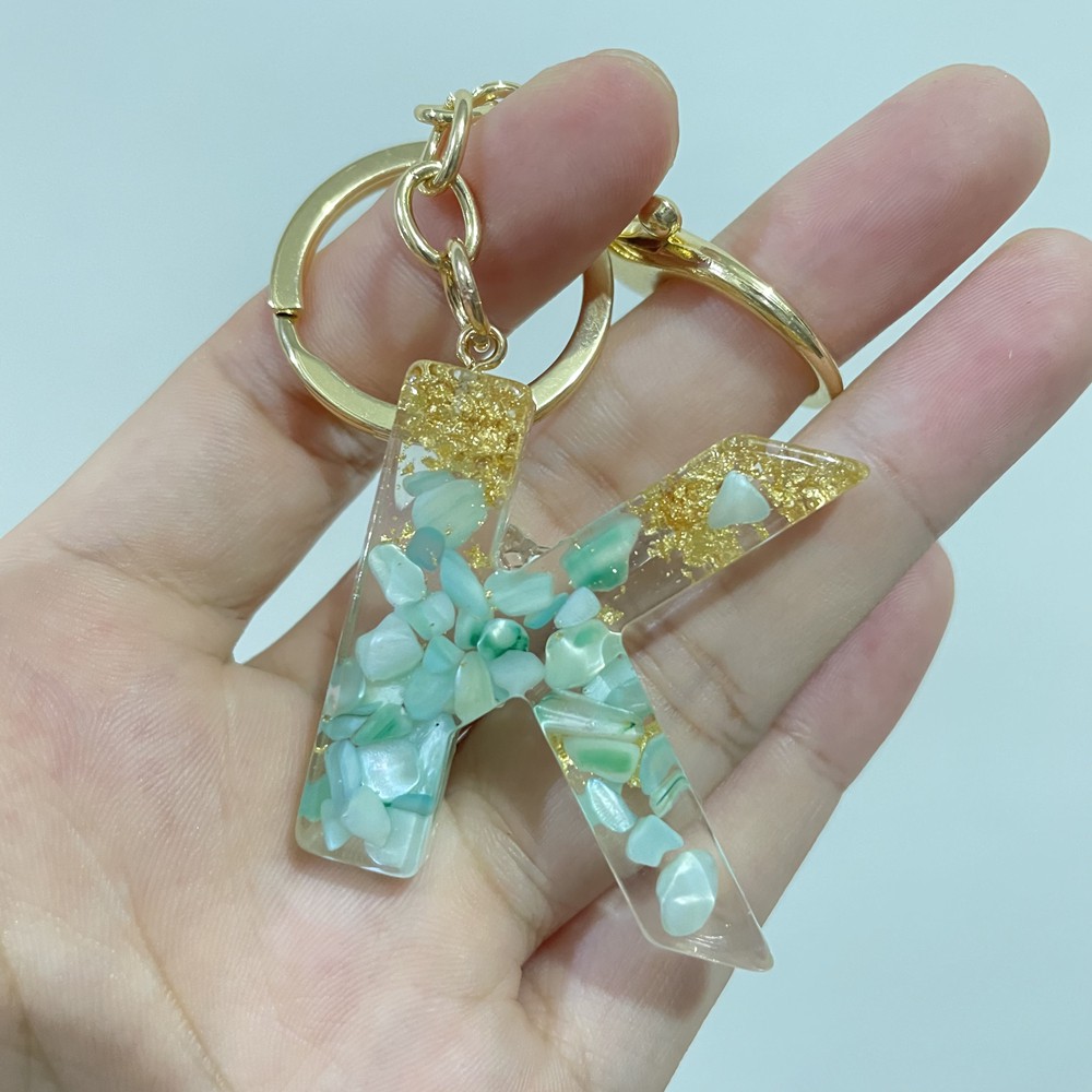 Móc Khóa Nhựa Resin 26 Chữ Cái Tiếng Anh Lấp Lánh Thời Trang