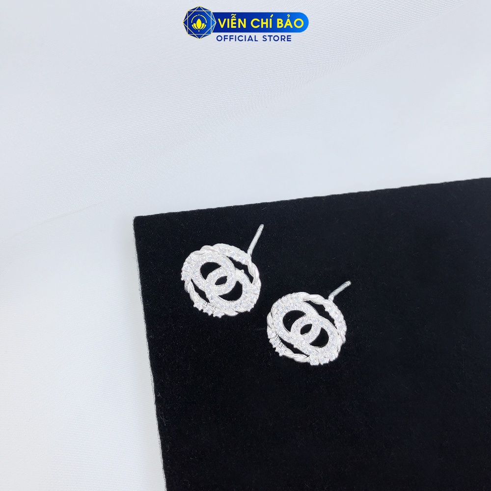 Bông tai bạc nữ CC tròn chất liệu S925 thời trang phụ kiện trang sức nữ thương hiệu Viễn Chí Bảo B400432