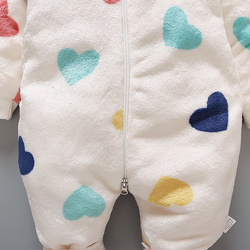 Bộ Áo Liền Quần Có Đệm Bông Thời Trang Xuân Thu Cho Bé Sơ Sinh