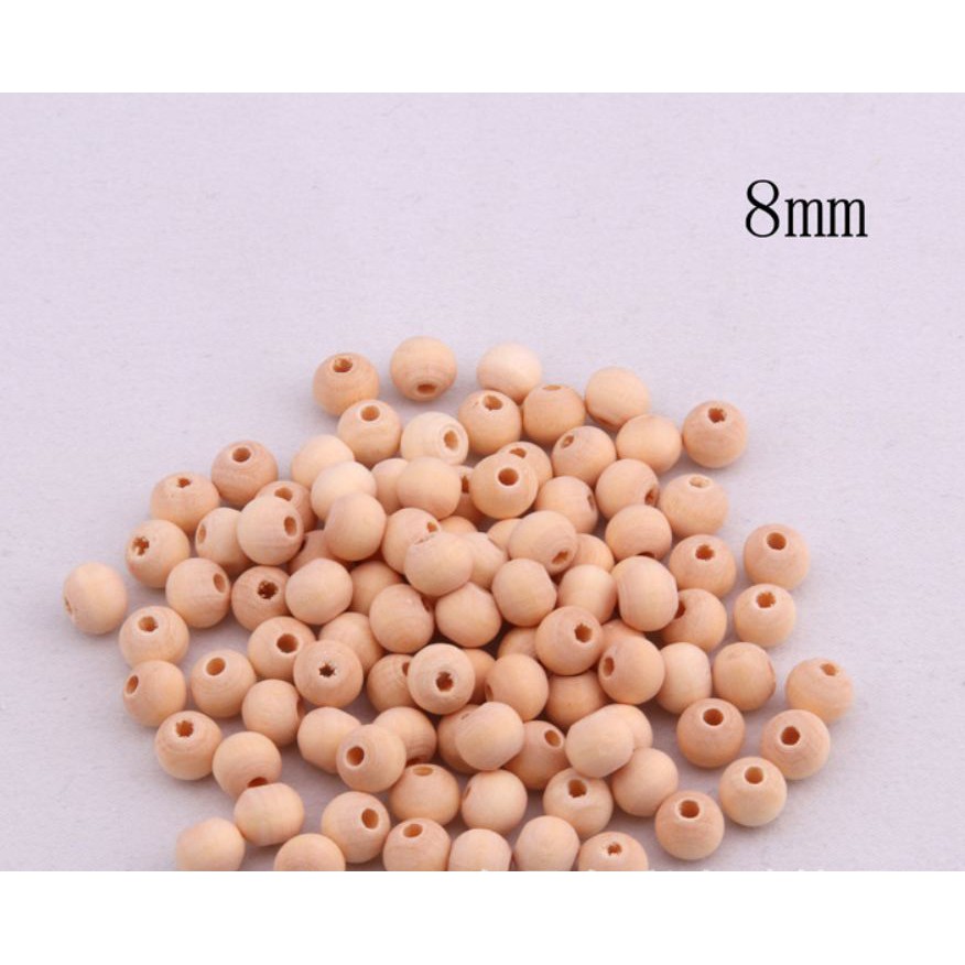 100gam Hạt gỗ kem tự nhiên đủ size 4mm-6mm-8m10mm-12mm-14mm-16mm-18mm-20mm-25mm-30mm-35mm-40mm