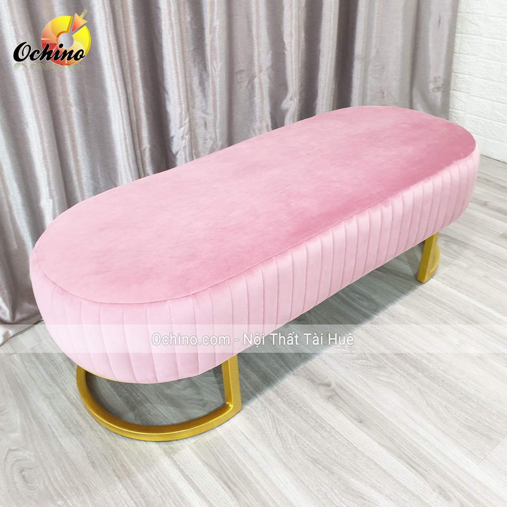 Ghế Dài Ngồi Chờ, Ghế Sofa Cho Shop (Hình Bầu Dục Chân vàng Sang Chảnh)