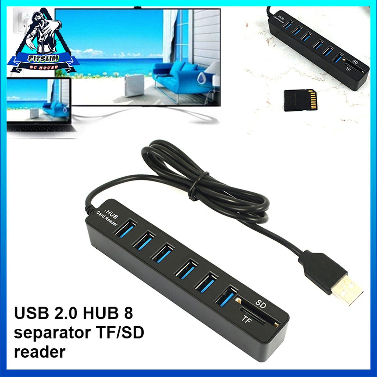 Micro USB Hub 2.0 Nhiều cổng USB Kết hợp Bộ đọc thẻ SD / TF Hub Bộ chia USB