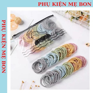 Sét 100 chun buộc tóc phong cách Hàn Quốc túi zip