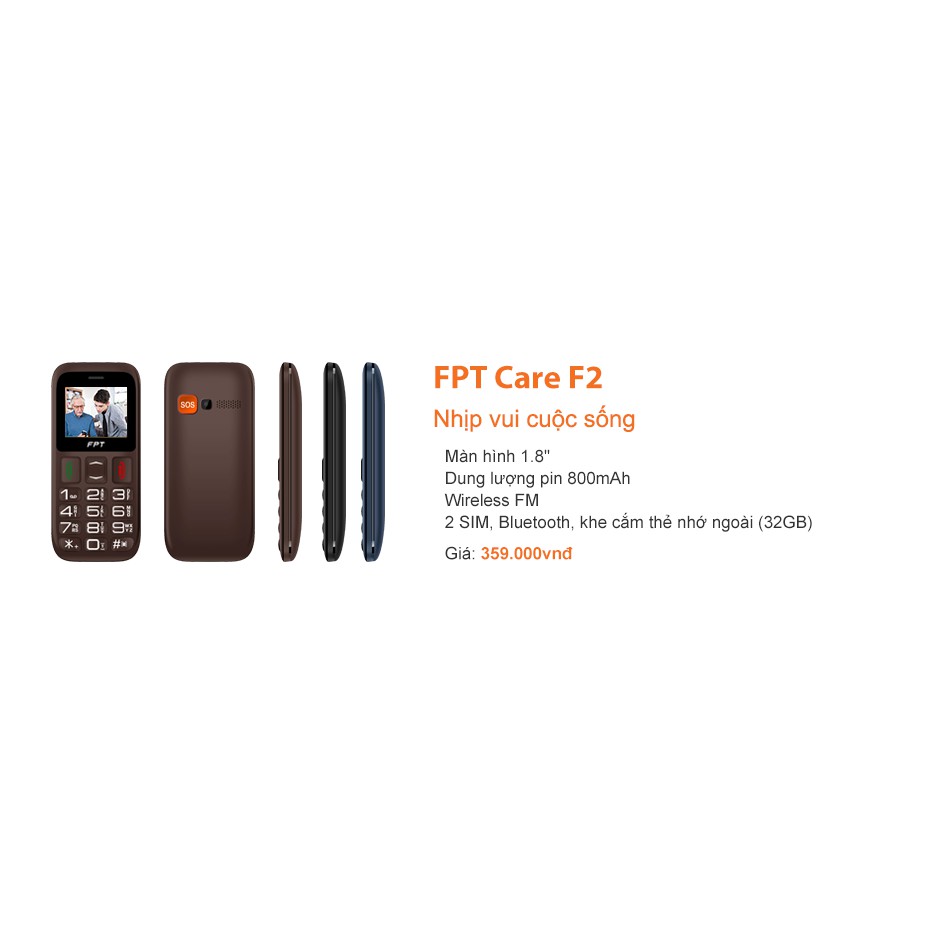 Điện Thoại Người già FPT Care F2 Phím Bấm Nổi, Cỡ Chữ Và Số Lớn | BigBuy360 - bigbuy360.vn