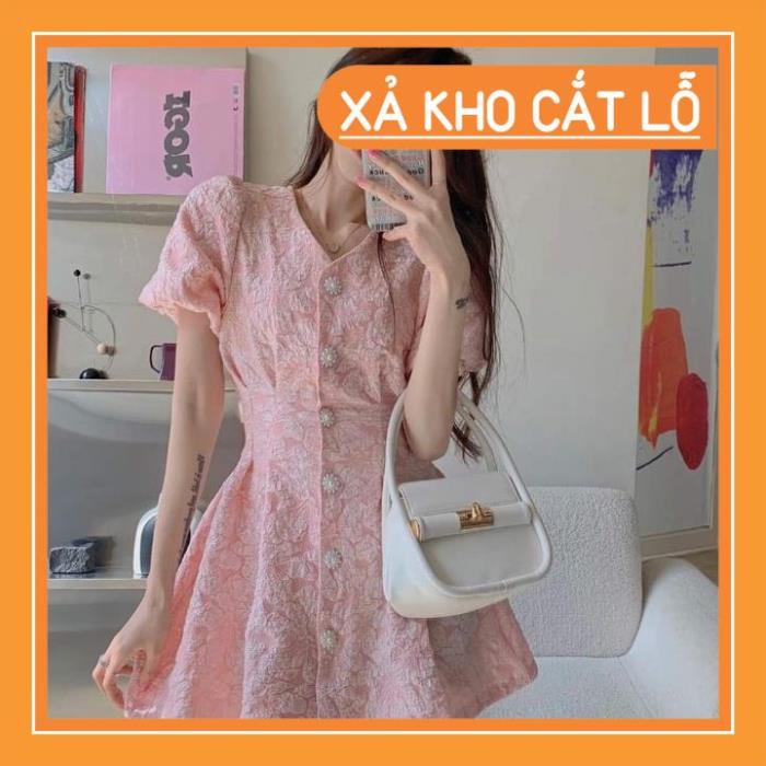 [Quần Áo Hot] Đầm nữ cổ chữ V họa tiết dập nổi thanh lịch ngọt ngào nữ tính | BigBuy360 - bigbuy360.vn