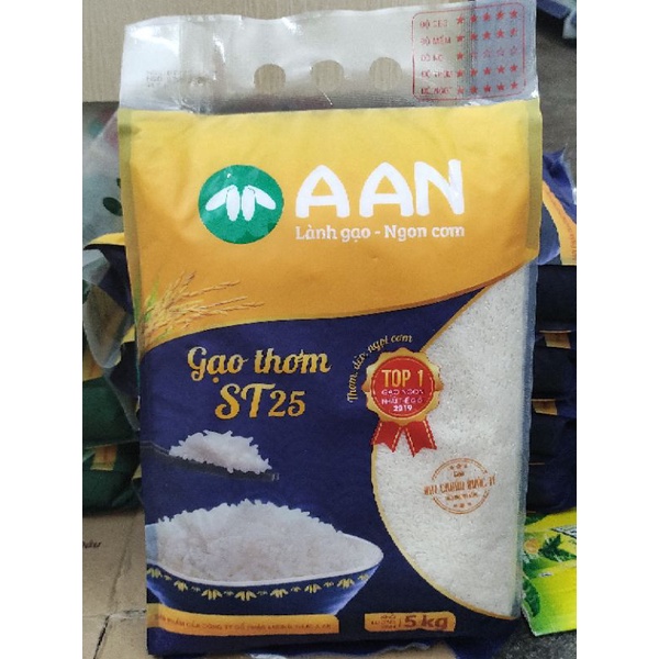 Gạo thơm ST25 A AN - Đạt chuẩn quốc tế, thơm dẻo ngọt cơm (5kg)